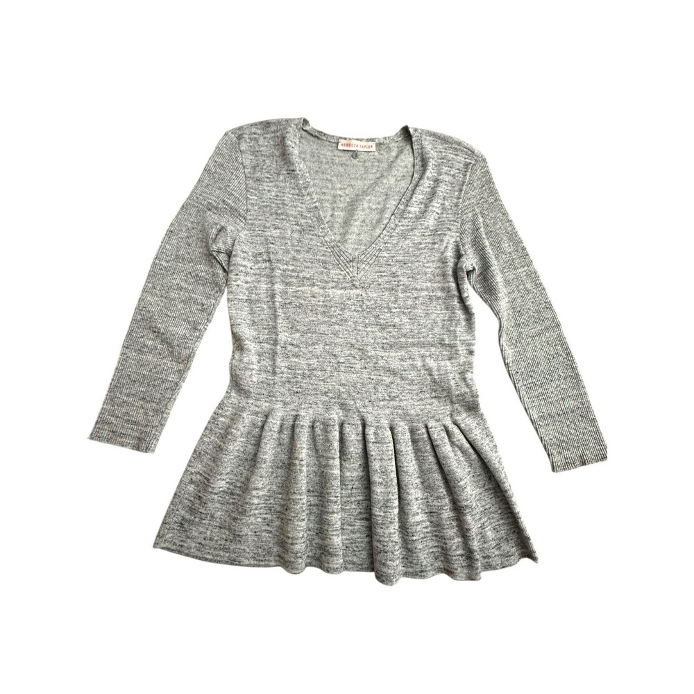 Rebecca Taylor Women's Peplum Top Sweater‎ Small Gray Cashmere Blend #CD6-3